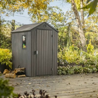 Keter 4’x6′ Darwin Heavy Duty Plastic Garden Shed – Grey - Image 4