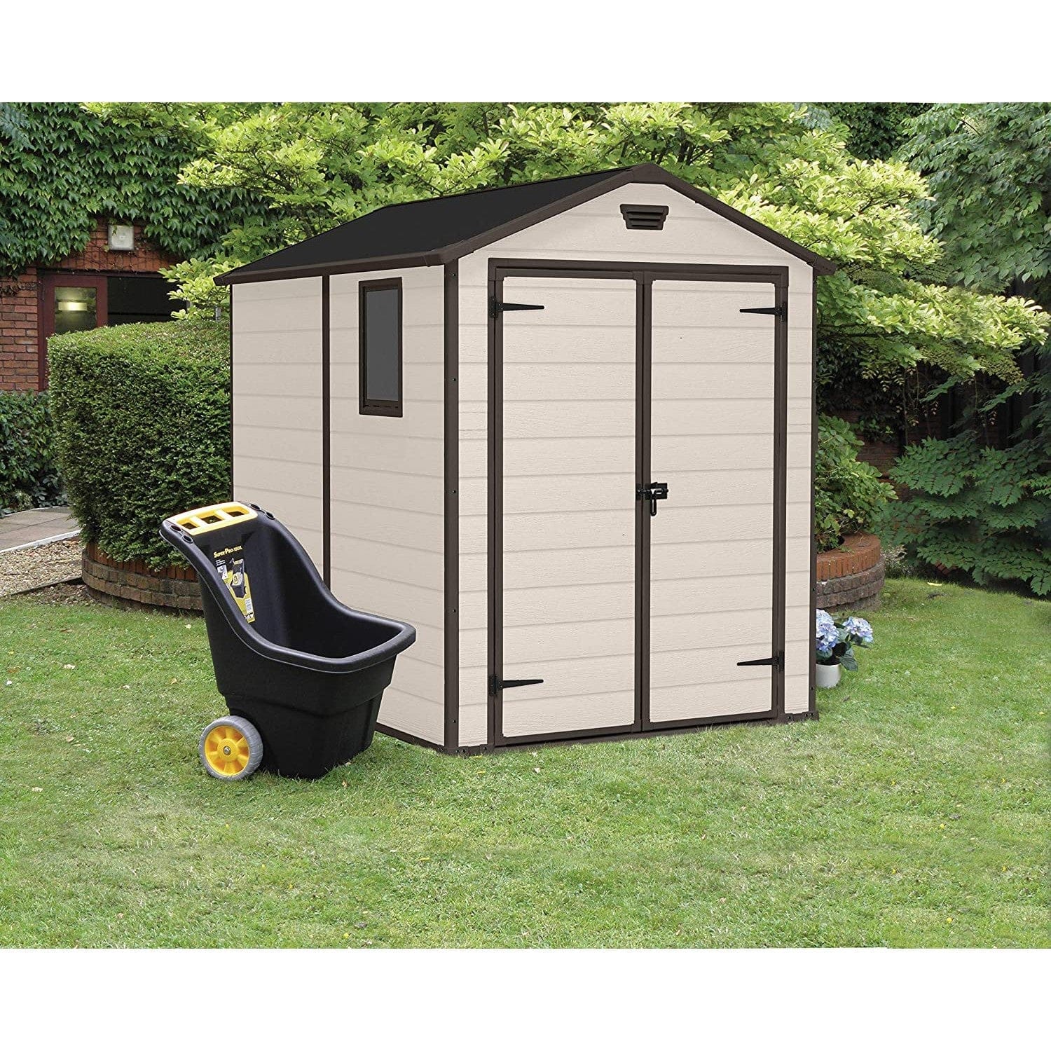 Keter 6′ x 8′ Manor Plastic Garden Storage Shed – Beige - Image 5