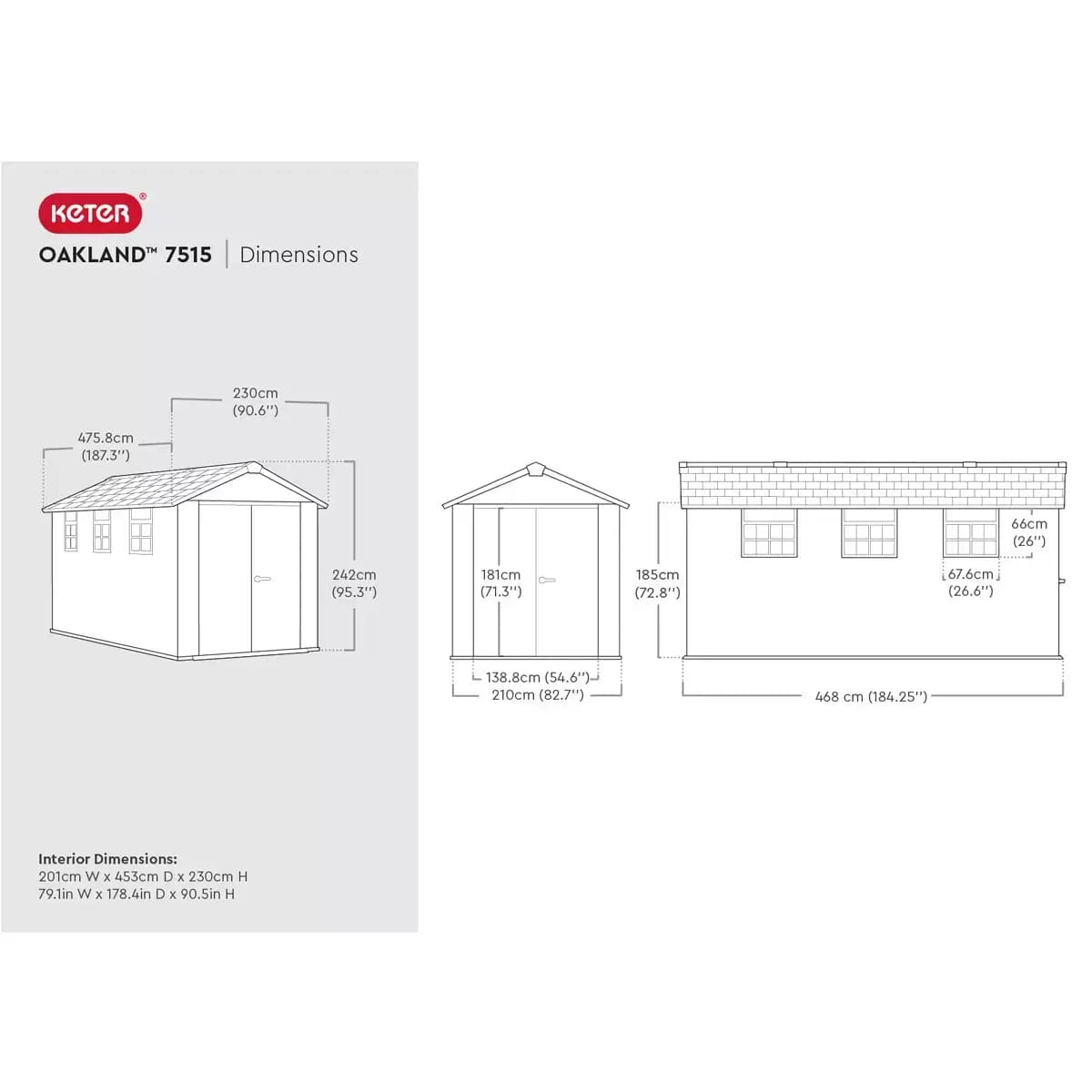 Keter 7.5′ x 15′ Oakland Heavy Duty Plastic Shed – Grey - Image 8