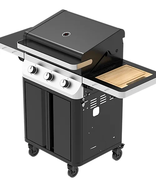 GoodHome Attaia Black 3 burner Gas BBQ