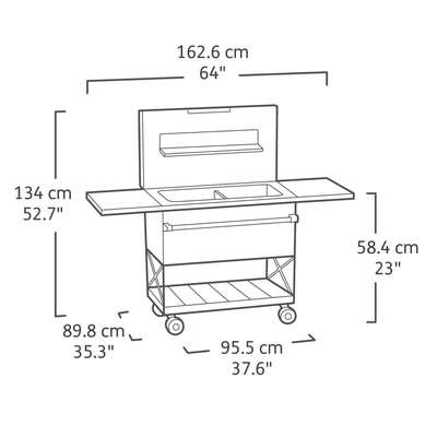 Keter 85 Litre Patio Cooler and Beverage Cart – Ashwood - Image 6
