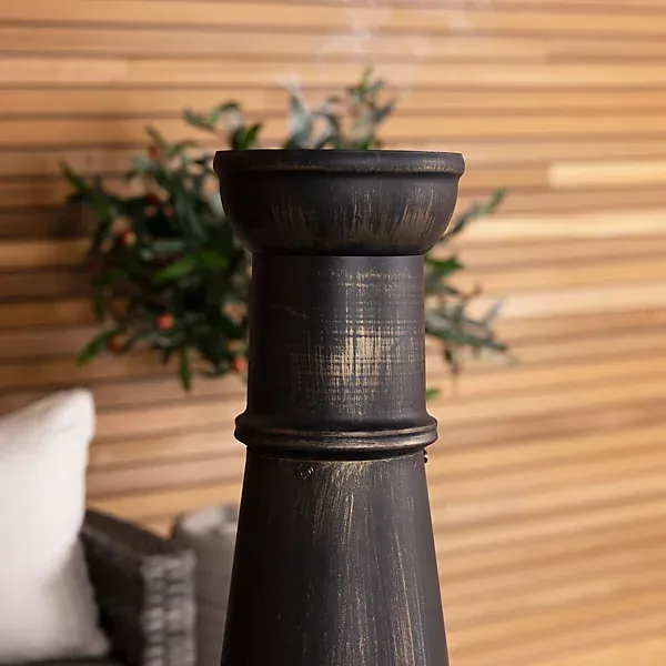 Bentley 120cm Extra-Large Open Bowl Mesh Cast Iron Patio Chiminea Heater Black - Image 3